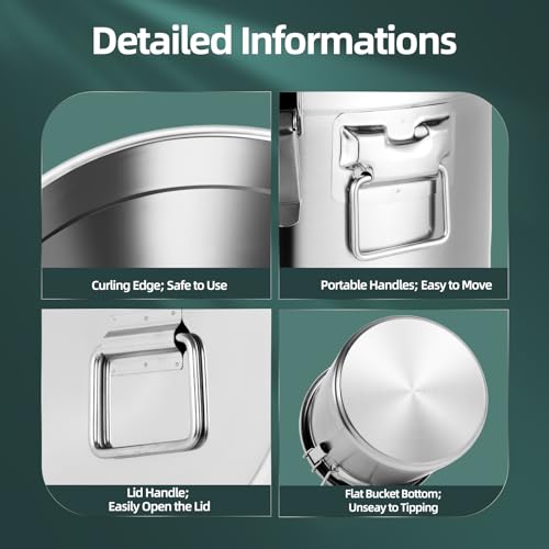 710 OZ Stainless Steel Canister Rice Cereal Grain Storage Containers with Lid Airtight Coffee Bean Storage Milk Flour Sugar Food Storage for Home Bar Restaurant