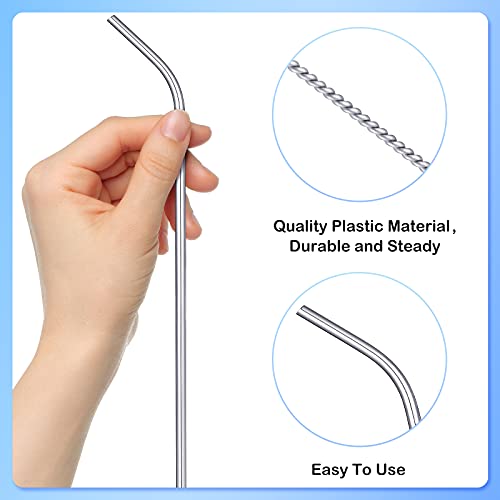 8 Pieces 14 Inch Reusable Stainless Steel Straws Long Drinking Straws for 100 oz Tumblers