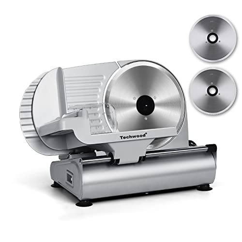 Meat Slicer Techwood Electric Deil Food Slicer with Removable 9” Stainless Steel Blade