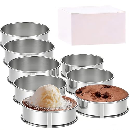 8 Pieces English Muffin Rings Crumpet Rings 3.15 Inch Stainless Steel Double Rolled Tart Ring Nonstick Metal Round Ring Mold for Kitchen Cooking Baking (8 Count)