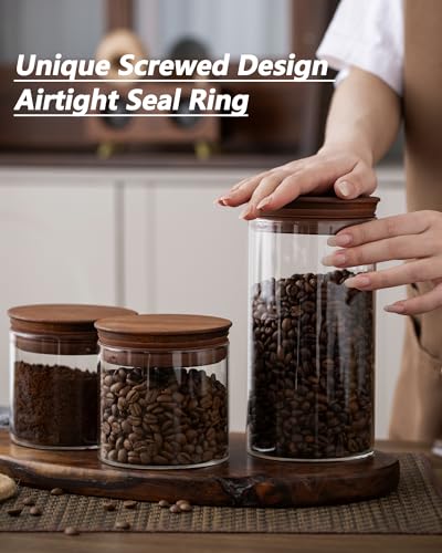 37 oz Coffee Canister with Scoop and Wooden Lids