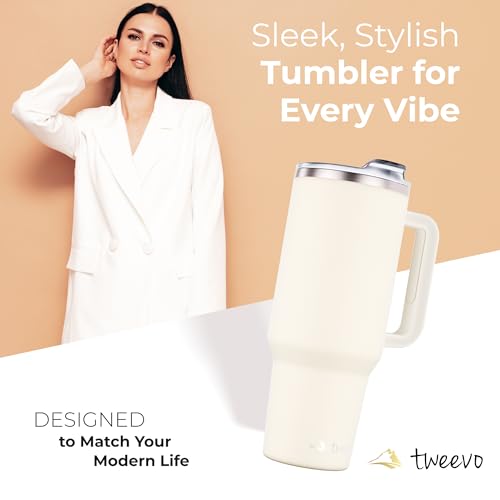 40 oz Tumbler With Handle and Straw Made of Stainless Steel