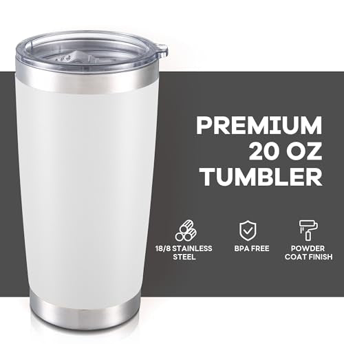 20 oz Tumbler with Lid Stainless Steel Insulated Tumblers Bulk Cups Mug (12 Count)
