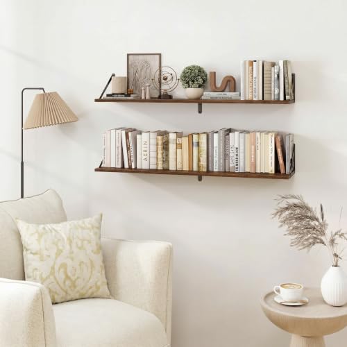 Black Deep Floating Shelves for Wall (2 Count)