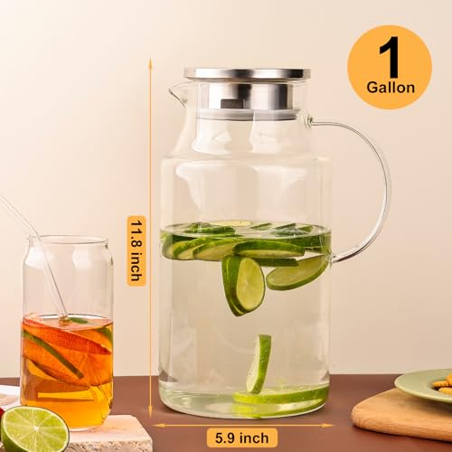 128oz Glass Pitcher with Lid