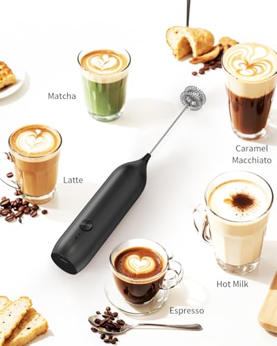 Rechargeable Milk Frother Handheld with Stand