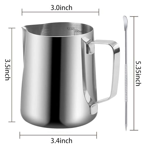 Milk Frothing Pitcher Stainless Milk Cup with Art Pen