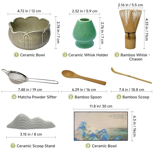 Matcha Whisk Set with Ceramic Bowl (8 Count)