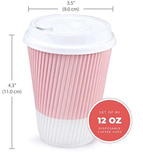 Disposable Coffee Cups With Lids (80 Count)
