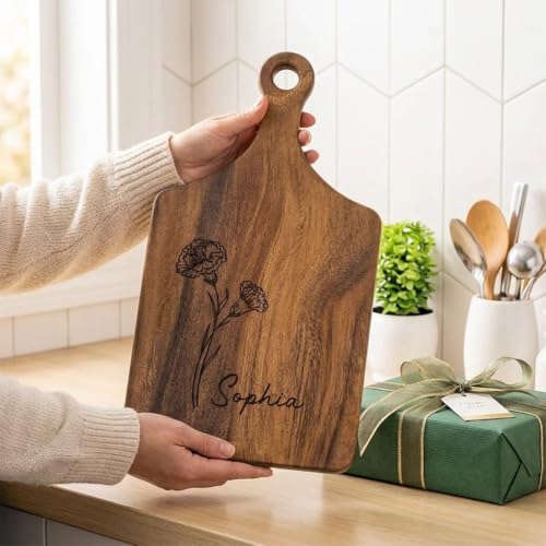 Personalized Birth Flower Cutting Board