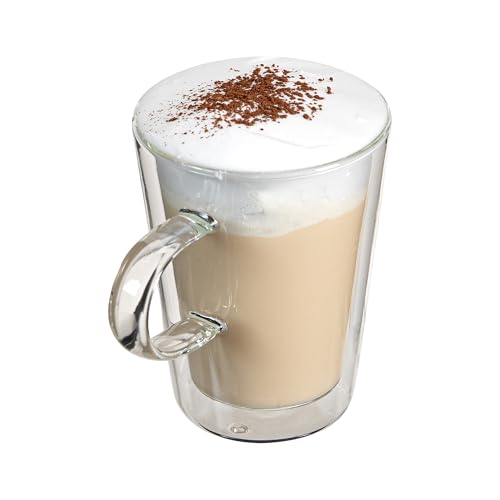 Glass Espresso Cups 5 Count 12 Ounces Borosilicate Double Wall Glass Coffee Mugs Insulated Clear Tea Drinkware for Hot or Cold Beverages (12 Count)