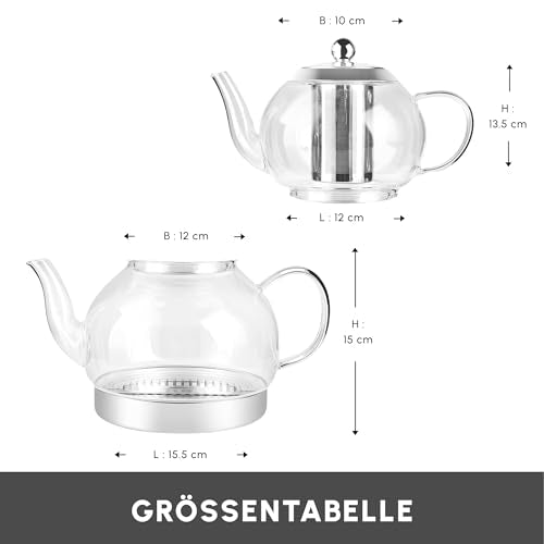 Pandora Borosilicate Glass Teapot for Turkish Tea (2 Count)