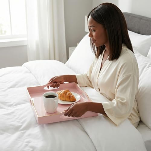 Pink Serving Tray with 4 Handles