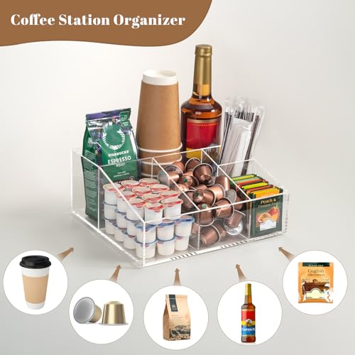 Acrylic Coffee Bar Station Organizer for Countertop