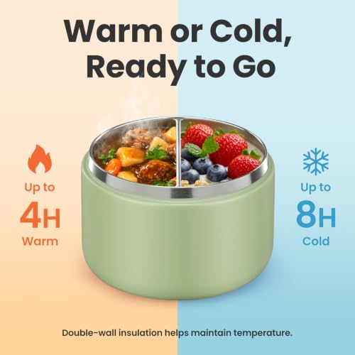 12oz Insulated Vacuum Food Jar with Buckle Lid Wide Mouth Soup Thermo for Hot Food Kids Leakproof Stainless Steel Lunch Container