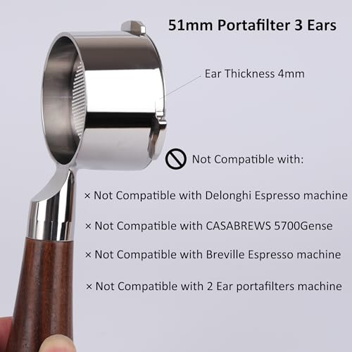 51mm Bottomless Portafilter 3 Ears Compatible with CASABREWS CM5418 and 3700 Series