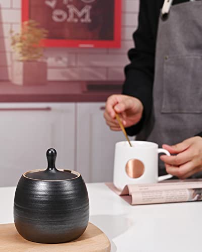 Kitchen Canisters Ceramic Storage Jar with Silicone Airtight Lid Black