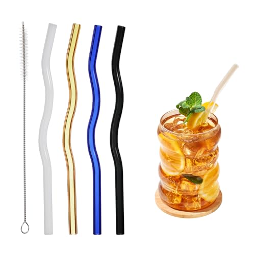 4 Pcs Reusable Glass Drinking Straws (4 Count)