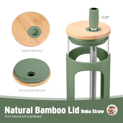 24oz Glass Tumbler with 2 Lids and Straws