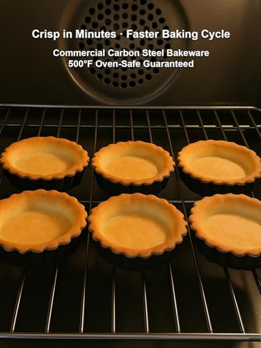 4 Inch Mini Quiche Pans Black 6 Pack. Egg Tart Molds w (6 Count)