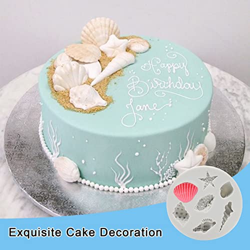 Under the Sea Silicone Mold 3pcs Marine Fondant Cake Mold Seashell Conch Starfish Silicone Baking Mold for Under the Sea Ocean Chocolate Candy Cake Decoration Polymer Clay Gum Paste Craft