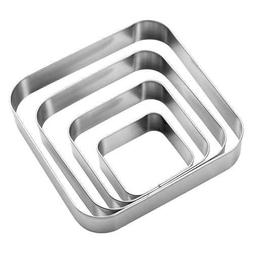 Rounded Square Cookie Cutter Stainless Steel Plaque Cookie Cutters Geometric Frame Cookie Cutters Shapes Molds for Baking 1 Inch Depth (4 Count)