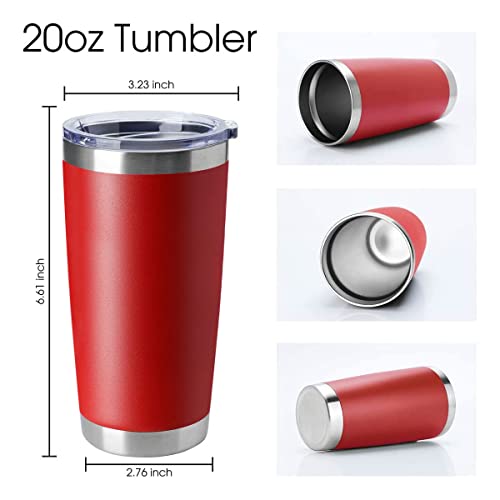 20oz Tumblers Stainless Steel Mugs with Lid Double Wall Vacuum Insulated Coffee Cups for Cold & Hot Drinks (4 Count)