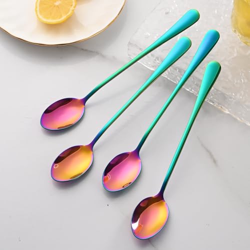 7.5 Inches Rainbow Stainless Steel Ice Tea Spoon (8 Count)