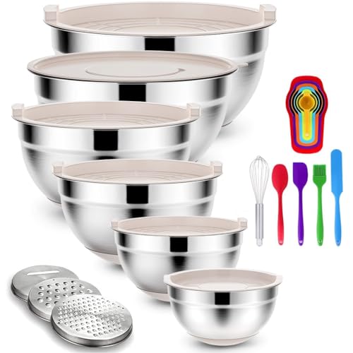 20PCS Stainless Steel Mixing Bowls with Airtight Lids Set