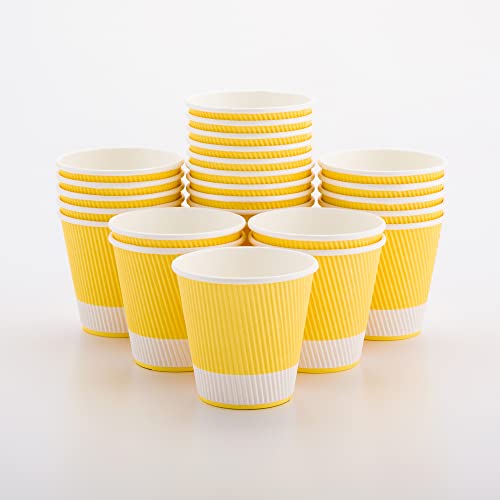Ripple Wall Coffee Cups 500 Count 8 Ounce Insulated Light Yellow Paper Cups