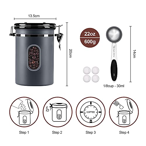 1800ML Airtight Coffee Canister with Date Tracker&Transparent Window