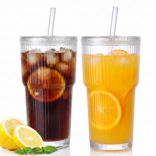 20oz Iced Coffee Cups with Lids and Straws (4 Count)