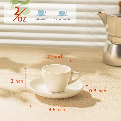 2 Ounce Espresso Cups with Saucers (6 Count)