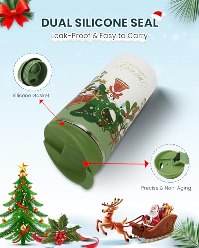 17oz Christmas Tea Cup with Infuser and Lid