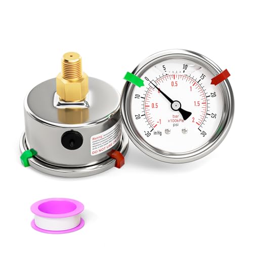 30inHG 30PSI Stainless Steel Liquid Filled Pressure Gauge