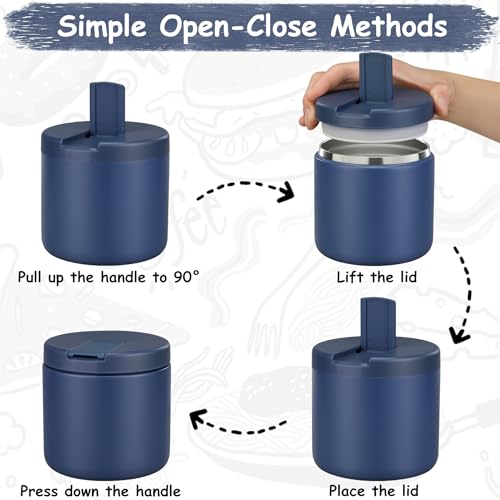 19oz Insulated Vacuum Food Jar with Buckle Lid Wide Mouth Soup Thermo for Hot Food Kids Leakproof Stainless Steel Lunch Container