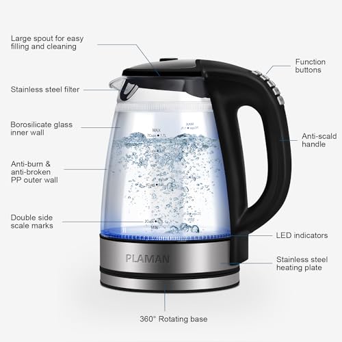 Cool Touch Electric Kettle with 6 Temp Presets for Tea