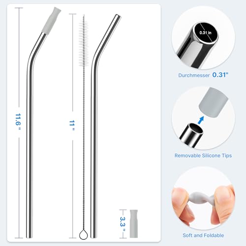 Repeatable Metal Straw with Silicone Tips for 30 oz Stanley Tumbler