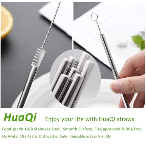 Stainless Steel Metal Straws with Silicone Tips Set of 10 Straight Reusable Drinking Straws for 20oz 30oz Tumblers