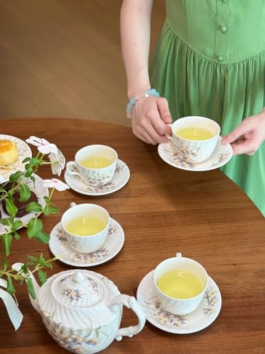 7 Piece Floral Porcelain Tea Sets with Sugar Bowl Creamer Teacups