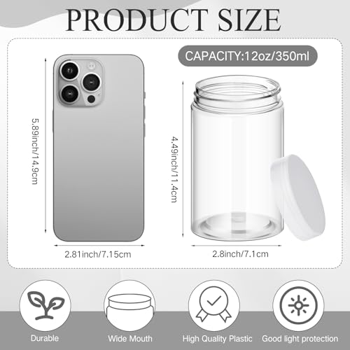 4 Pcs Plastic Jars Wide Mouth with Lids (4 Count)