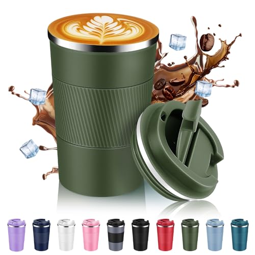 13 oz Stainless Steel Insulated Travel Coffee Mug with Fip Lid