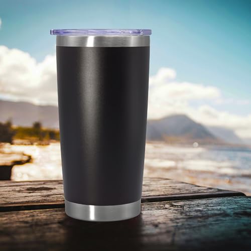 20oz Tumbler Insulated Coffee Tumblers with Lid Stainless Steel Black 4P (4 Count)