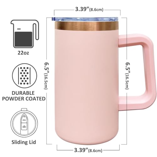 22oz Insulated Coffee Mug Bulk with Handle and Lid Mixed B (4 Count)