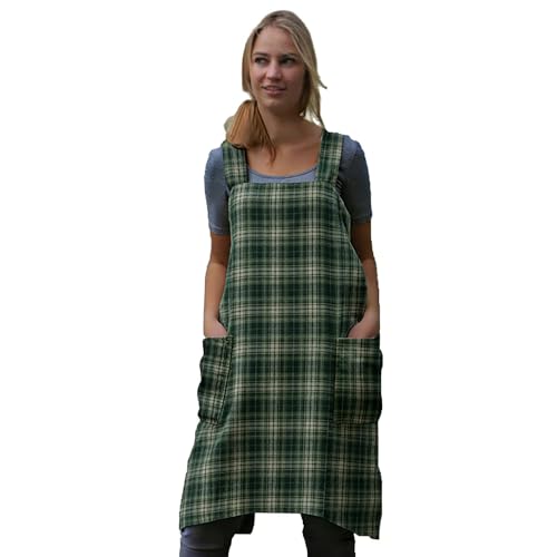Women's Pinafore Square Apron Baking Cooking Gardening Works Cross Back Cotton