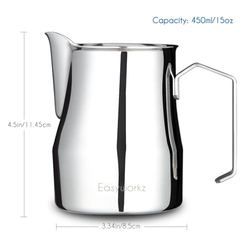 Espresso Steaming Pitcher Stainless Steel 15 oz Coffee Frothing Picther Milk Jug Cappuccino Latte Art Cup