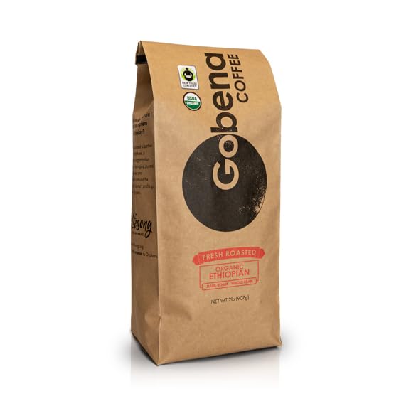 Coffee 2lb Fair Trade Organic Certified Ethiopian Whole Bean Dark Roast (32 Ounce)