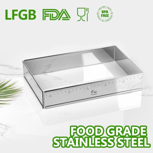 Extensible Stainless Steel Rectangular Cake Mold Heavy Duty Adjustable Mousse Ring Rectangle Shaped Detachable Tiramisu Pan