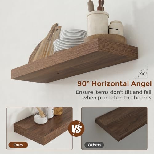 28 Inch Floating Shelves for Wall Walnut Shelves Set of 2