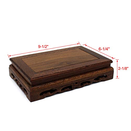 Primitives Rustic Rosewood Rectangle Display Stand Vase Pot Base Fishbowl Pedestal Stand